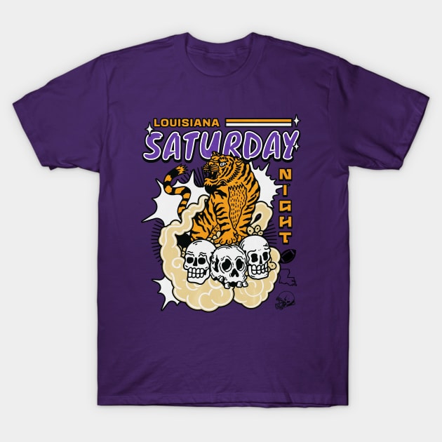 Retro Louisiana Saturday Night Manga Style T-Shirt by SLAG_Creative